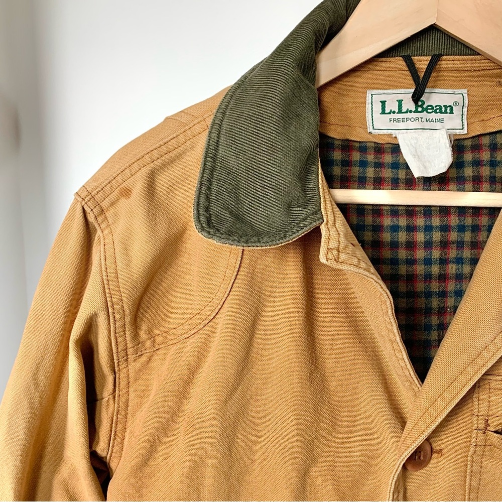 Vintage LL Bean Field Coat Barn Jacket & Primaloft Liner Tan Brown USA - Picture 13 of 16
